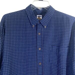 Old Navy size Large men’s long sleeve button down shirt blue and white check